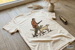 Vintage Hunter With Dogs, Hunting PNG Design, Trendy Shirt Product Image 4