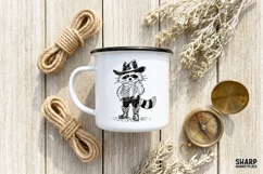 Western Raccoon Cowboy Sketch PNG, Trendy Shirt Product Image 3