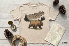Grizzly Bear Mountain Scene, Bear PNG Wildlife Shirt Product Image 3