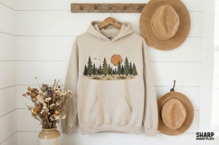 Pine Forest PNG Sunset, Outdoor Nature Clipart, Rustic Tree Product Image 3