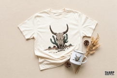 Desert Longhorn Skull With Cactus PNG, Western PNG Product Image 4
