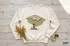 Lone Shepherd Facing A Hill Of Sheep, Christian PNG Art For Product Image 2