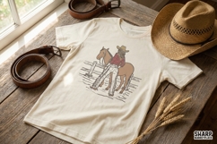 Vintage Cowgirl and Horse PNG, Western Shirt Design Digital Product Image 2
