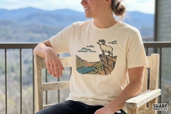 Mountain Goat Cliff Scene, Trendy PNG Design, Shirt Product Image 2