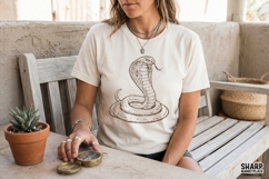 Vintage Coiled King Cobra Snake With Open Hood Reptile Png, Product Image 2