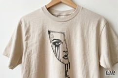 Dark Grunge Broken Crying Mask Illustration, Trendy Horror Product Image 3