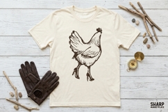 Vintage Hen Sketch, Summer Western Trendy Farm Art, Shirt Product Image 3