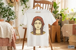 Boho Woman With Braids PNG, Hand Drawn Girl Portrait Art, Product Image 4