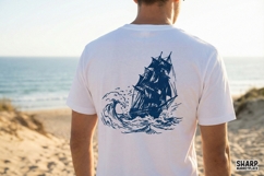 Sailing Ship PNG, Nautical Art Print, Vintage Ocean Wave Product Image 3