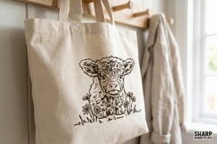 Sweet Baby Cow In Wildflowers, Highland Cow PNG For Western Product Image 3