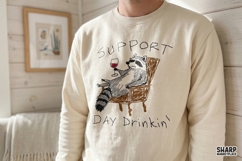 Support Day Drinkin Raccoon Chair Sketch, PNG Designs For Product Image 4
