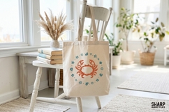 Coastal Crab Illustration With Starfish And Shell Ring, Product Image 2