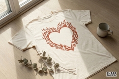 Flaming Heart PNG, Fiery Heart Clipart, Boho Love Product Image 2