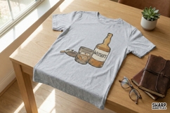 Whiskey Glass PNG, Whiskey Bottle Illustration, Bar Decor Product Image 2