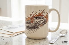 Flaming Vintage Muscle Car Illustration, Cars Funny Shirt Product Image 2