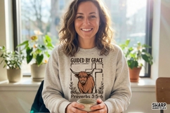 Guided By Grace PNG, Christian Bible Verse Highland Cow Product Image 4