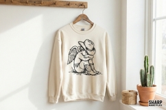 Cowboy Angel PNG, Western Cherub Clipart, Sad Angel Art for Product Image 3