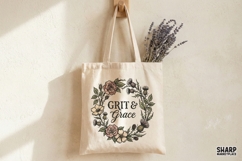 Grit &amp; Grace PNG Floral Wreath, Inspirational Quote Shirt Product Image 4