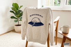 One Coffee Before We Fly, Funny UFO PNG Design, Alien Product Image 3