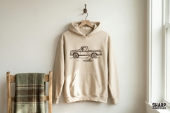 Vintage Pickup With Dog, Summer Western Trendy Line Art, Product Image 4