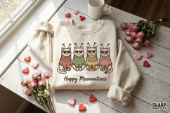 Happy Meowentines PNG, Cute Cat Valentine Clipart, Digital Product Image 2