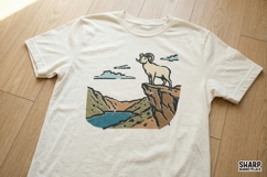 Mountain Goat Cliff Scene, Trendy PNG Design, Shirt Product Image 3