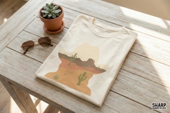 Western Desert PNG, Cowboy Hat Art, Cactus Landscape Product Image 2