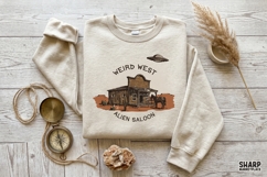 Weird West Alien Saloon, Western UFO PNG Design, Retro Product Image 3