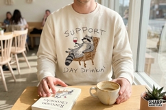 Support Day Drinkin Raccoon Chair Sketch, PNG Designs For Product Image 2