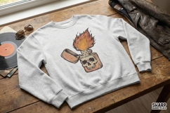 Skull Lighter PNG, Vintage Flame Clipart, Edgy Skull Fire Product Image 3