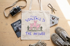Maybe Violence Is The Answer Funny Pig Fence Sketch, PNG Product Image 5