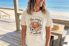 The Ocean Is Calling Summer PNG, Beach PNG Shell Crab Art, Product Image 4