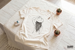 Minimal Cowgirl Hat Line Art, Western PNG For Shirt, Product Image 4