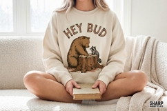 Hey Bud Bear And Raccoon Coffee PNG Designs, Trendy Shirt, Product Image 2