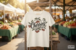 Cherries PNG, Hand Drawn Fruit Shirt, Vintage Style Cherry Product Image 4