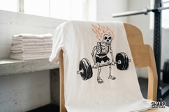 Flaming Skull Weightlifter Workout Graphic, Trendy Shirt Product Image 4