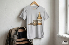 Whiskey Glass PNG, Whiskey Bottle Illustration, Bar Decor Product Image 3