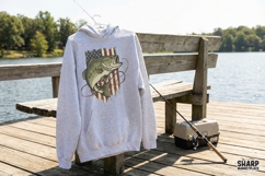 American Flag Bass Fishing PNG, Patriotic Fish Product Image 3