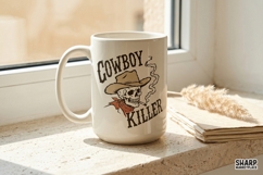 Cowboy Killer Skeleton Smokes In A Hat, Halloween PNG And Product Image 4