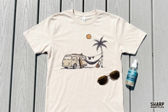 Retro Beach Van Hammock Scene, Summer PNG For Shirt PNG Product Image 3