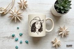 Cowgirl Portrait PNG, Western PNG, Trendy PNG, Starry Hat Product Image 3