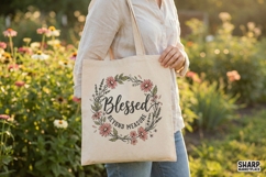 Blessed Beyond Measure PNG, Floral Wreath, Inspirational Product Image 4