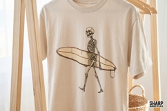 Surfing Skeleton Carrying Longboard Beach PNG, Halloween Product Image 3