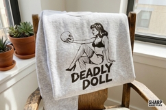 Deadly Doll Halloween PNG, Gothic Skull Shirt Design, Product Image 5