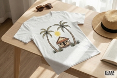 Beach Hut PNG, Palm Tree Clipart, Tropical House Art, Product Image 2