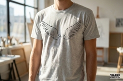Angel Wings PNG, Minimalist Line Art Shirt, Guardian Angel Product Image 2