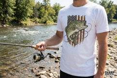 American Flag Bass Fishing PNG, Patriotic Fish Product Image 4