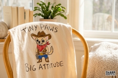 Tiny Paws Big Attitude PNG, Funny Chihuahua Cowboy Art, Product Image 4