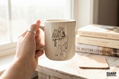 Horseback Cowgirl Minimal Line Drawing PNG, Western PNG, Product Image 3