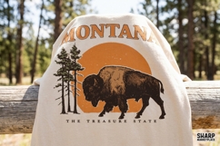 Montana The Treasure State Wild Buffalo And Pine Trees Product Image 4